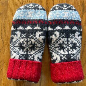 Felted 100% Lambswool Mittens Handcrafted from Repurposed Eddie Bauer Sweater